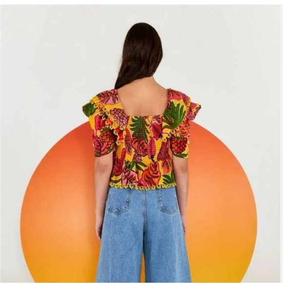 Farm Rio Vibrant Multicolor Ruffle Top - Picture 2 of 4